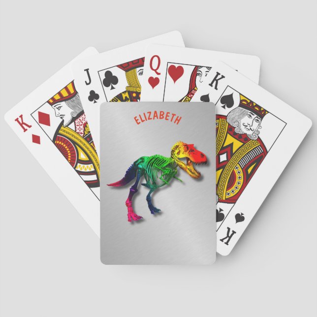 Lustiges Fossil des Regenbogen-T Rex mit Ihrem Spielkarten (Rückseite)