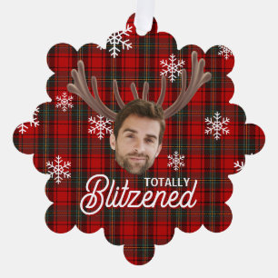 Lustiges Foto Gesicht Blitzened Weihnachten Maßges Ornament Karte