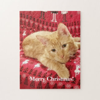Lustiges Foto von einer roten Katze Weihnachts-Puz