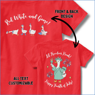 Lustiges Fourth-of-July-Rot-Weiß-und-Gans-T-Shirt T-Shirt
