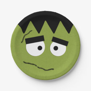 Lustiges Frankenstein stellen für Halloween Pappteller