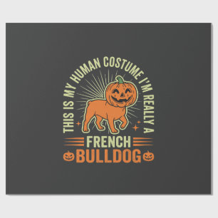 Lustiges Französische Bulldogge Halloween-Mensch-K Geschenkpapier