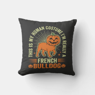 Lustiges Französische Bulldogge Halloween-Mensch K Kissen
