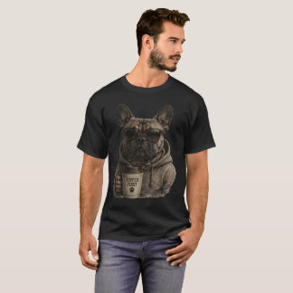 Lustiges Französische-Bulldogge-Kaffee-Liebhaber-R T-Shirt