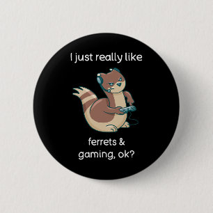 Lustiges Frettchen-Liebhaber-Gamer-Shirt Ich liebe Button