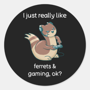 Lustiges Frettchen-Liebhaber-Gamer-Shirt Ich liebe Runder Aufkleber
