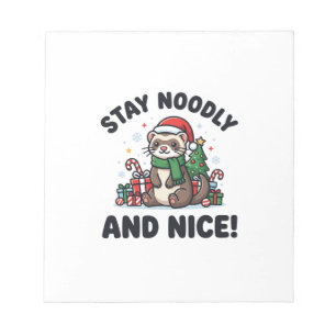 Lustiges Frettchen-Weihnachten Bleib Noodly und ne Notizblock