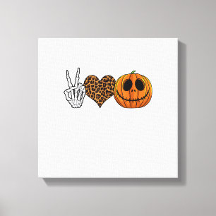 Lustiges Frieden Liebe Halloween T-Shirt Leinwanddruck