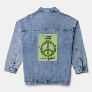 Lustiges Frieden-und-Stille-Design mit grünen Erbs Jeansjacke