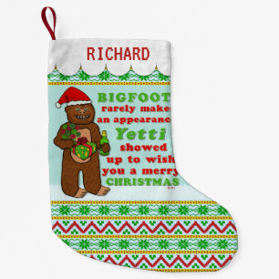 Lustiges frohe Weihnachten Bigfoots Sasquatch Kleiner Weihnachtsstrumpf