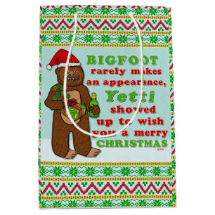 Lustiges frohe Weihnachten Bigfoots Sasquatch Mittlere Geschenktüte