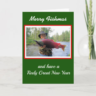 Lustiges Frohes Fischmas Ihr Angel-Foto Bild Karte