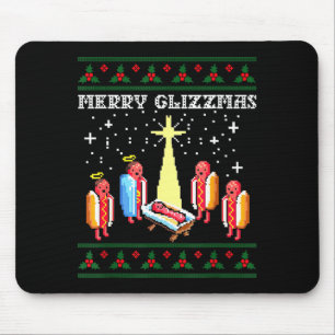 Lustiges Frohes Glizzmas Hot Dogs Familien Gruppen Mousepad