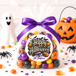 Lustiges Frohes Halloween Kürbis Fledermaus Famili Runder Aufkleber