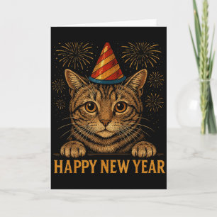 Lustiges Frohes Neues Jahr 2026 Katze Silvesterpar Karte