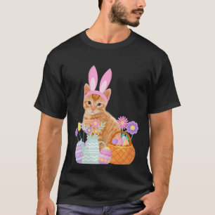 Lustiges frohes Ostern süße Katze Hase Eier Korb K T-Shirt