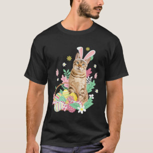 Lustiges frohes Ostern süße Katze Hase Eier Korb K T-Shirt