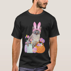 Lustiges frohes Ostern süße Katze Hase Eier Korb K T-Shirt
