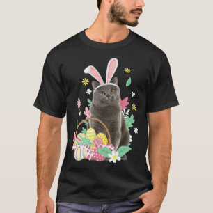 Lustiges frohes Ostern süße Katze Hase Eier Korb K T-Shirt