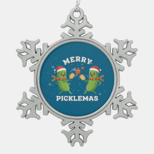 Lustiges Frohes Picklemas Süßes Weihnachts Pickleb Schneeflocken Zinn-Ornament