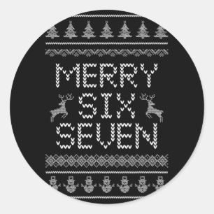 Lustiges Fröhliches Sechs Sieben 6 7 Meme-Design W Runder Aufkleber
