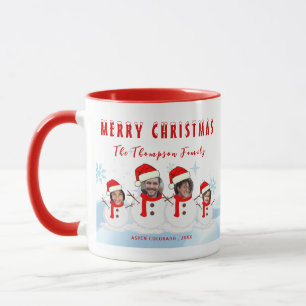 Lustiges Fröhliches Weihnachten Schneemann Familie Tasse