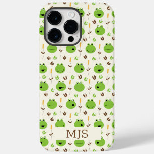 Lustiges Froschgesichter Muster Monogramm Case-Mate iPhone 14 Pro Max Hülle