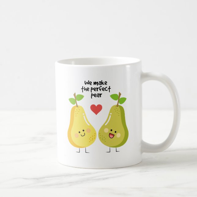 Lustiges Fruchtwortspiel machen wir die perfekte Kaffeetasse (Rechts)