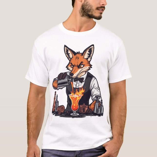 Lustiges Fuchs-Bartender-Shirt  T-Shirt (Vorderseite)