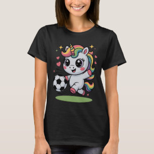 Lustiges Fußball-Einhorn, einfach ein Mädchen, das T-Shirt
