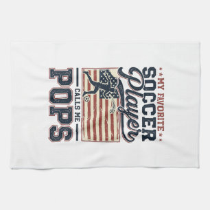 Lustiges Fußball-Pops Vintage-Stickerei-Shirt-Desi Geschirrtuch