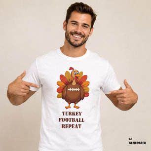 Lustiges Fußball Truthahn Thanksgiving T-Shirt