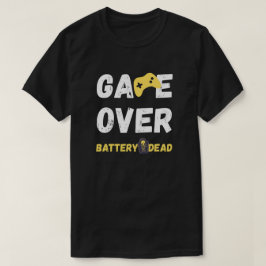 Lustiges Game Over Batterie Leer Kunst T-Shirt