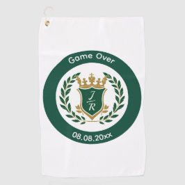 Lustiges "Game Over" Hochzeits-Monogrammwappen Kla Golfhandtuch