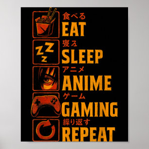 Lustiges Gamer Anime Grafik T-Shirt Männer Jungen  Poster
