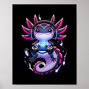 Lustiges Gamer Axolotl Videospiele Retro Jungen Mä Poster
