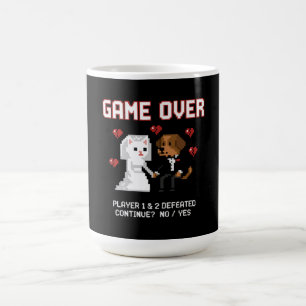 Lustiges Gamer-Paar Hochzeit 'Game Over' Retro Pix Verwandlungstasse