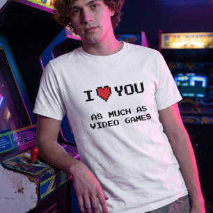 Lustiges Gamer-Paar   Retro-8-Bit-Pixel-Herz T-Shirt