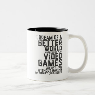 Lustiges Gamer-Zitat für Spiel-Nerd-VideospielGee Zweifarbige Tasse