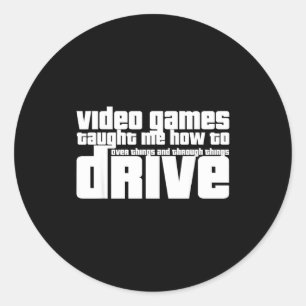 Lustiges Gaming Neues Fahrer Videospiel Fahrschulu Runder Aufkleber