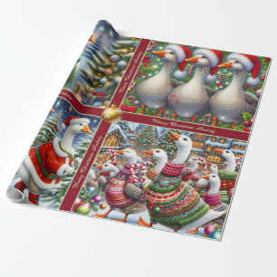 Lustiges Gänse-Weihnachtspapier Geschenkpapier