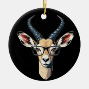 Lustiges Gazellengesicht für Safari- und Brillenli Keramik Ornament