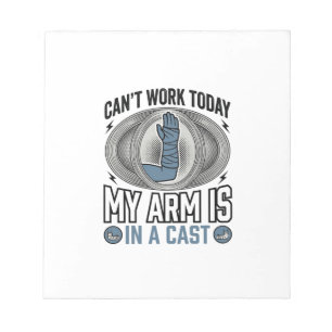 Lustiges gebrochenes Arm-Gips Vintage T-Shirt Desi Notizblock