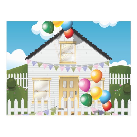 Lustiges GeburtstagsHaus mit Baloons Postkarte Zazzle.ch