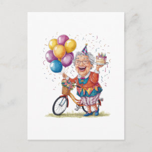 Lustiges Geburtstagsgeschenk für Oma beim Fahrradf Postkarte