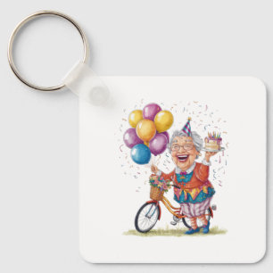 Lustiges Geburtstagsgeschenk für Oma beim Fahrradf Schlüsselanhänger