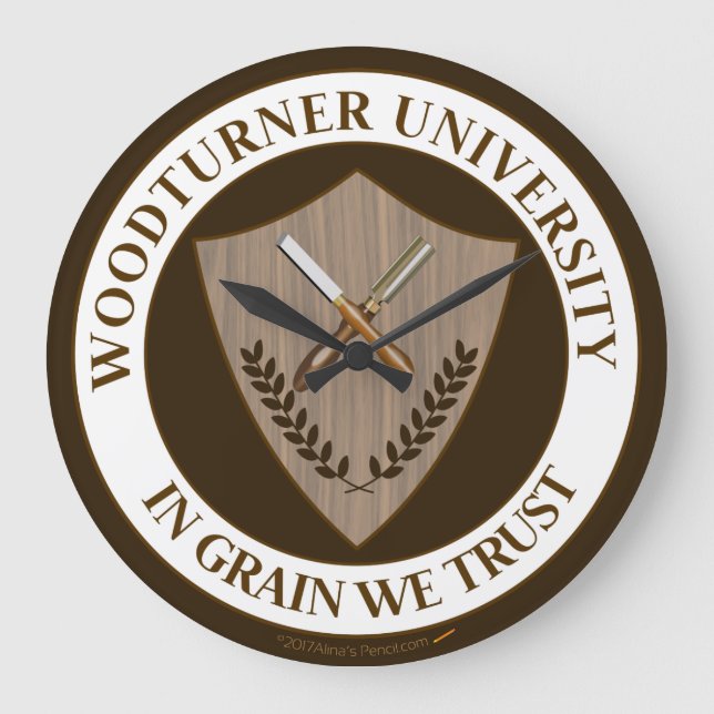 Lustiges Geschenk für Woodturner Woodturning Große Wanduhr (Vorderseite)