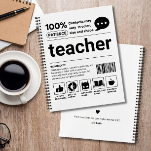 Lustiges Geschenk zur Lehrererkenntlichkeit Modern Notizbuch