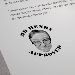Lustiges Gesicht Lehrer genehmigt Gummistempel