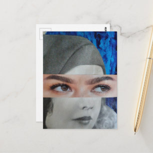 Lustiges Gesicht Surrealer Collage Postkarte